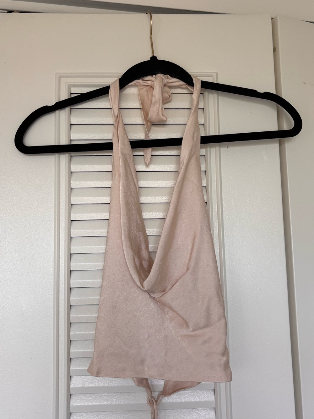 Zara Blush Pink Satin Halter Cowl Neck Camisole
